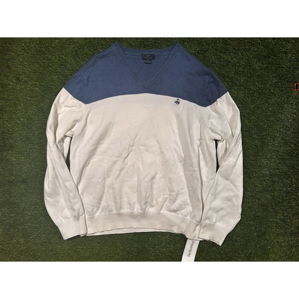 Brooks Brothers Sweater XL Blue White Cotton Cashmere